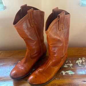 Frye soft leather orange brown boots